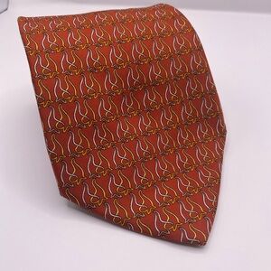 Salvatore Ferragamo Red and Gold Patterned Tie